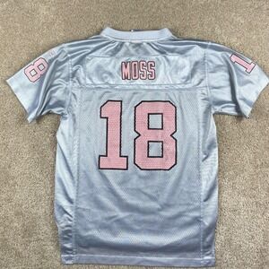 Reebok NFL Oakland Raiders Randy Moss 18 Jersey Youth XL White Pink Mesh